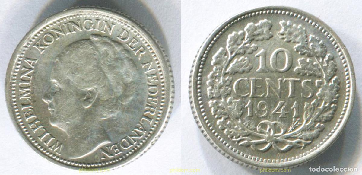 Monedas antiguas de Europa: 3041 HOLANDA 1941 PAYS-BAS 10 CENTS 1941 WILHELMINA