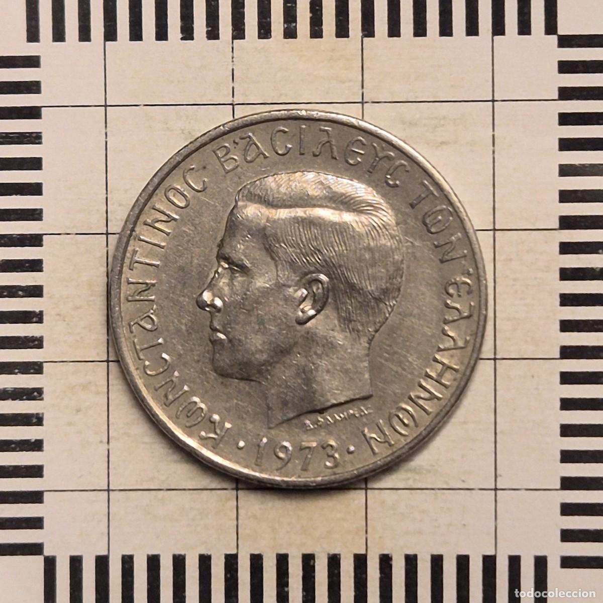 Monedas antiguas de Europa: 5 DRACMAS, GRECIA. CONSTANTINO II, 1973. (KM#100).