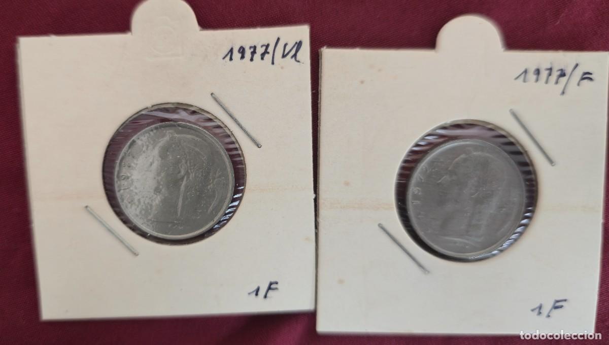 Monedas antiguas de Europa: 2 MONEDAS DE BELGICA 1977 - 1 FRANCO - BELGIQUE y BELGIE - MONEDAS ENCARTONADAS