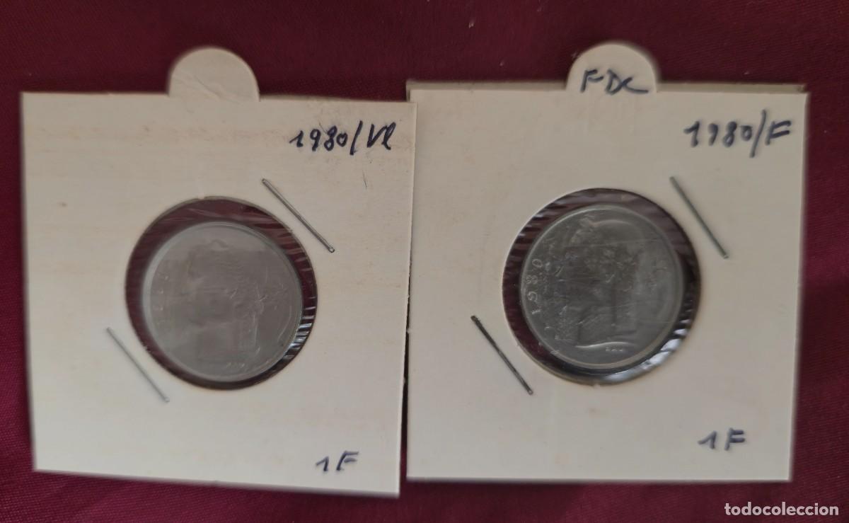Monedas antiguas de Europa: 2 MONEDAS DE BELGICA 1980 - 1 FRANCO - BELGIQUE y BELGIE - MONEDAS ENCARTONADAS