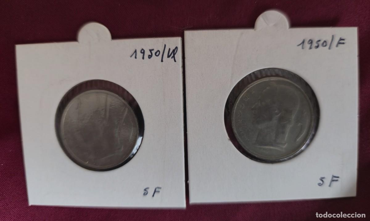 Monedas antiguas de Europa: 2 MONEDAS DE BELGICA 1950 - 5 FRANCO - BELGIQUE y BELGIE - MONEDAS ENCARTONADAS