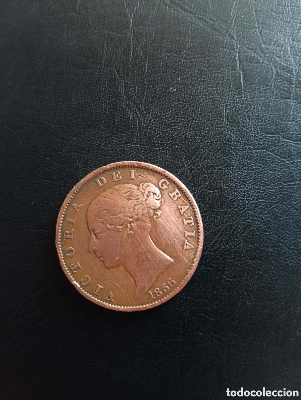 Monedas antiguas de Europa: Moneda de medio penique de cobre de la Reina Victoria de 1856, coleccionable brit&aacute;nica