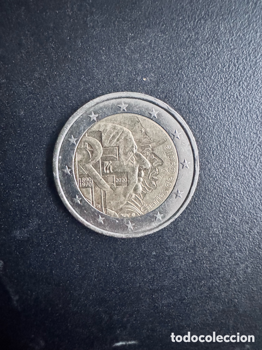 Monedas antiguas de Europa: Moneda 2 Euros FRANCIA 2020 , Charles de Gaulle 1890-1970, Conmemorativa