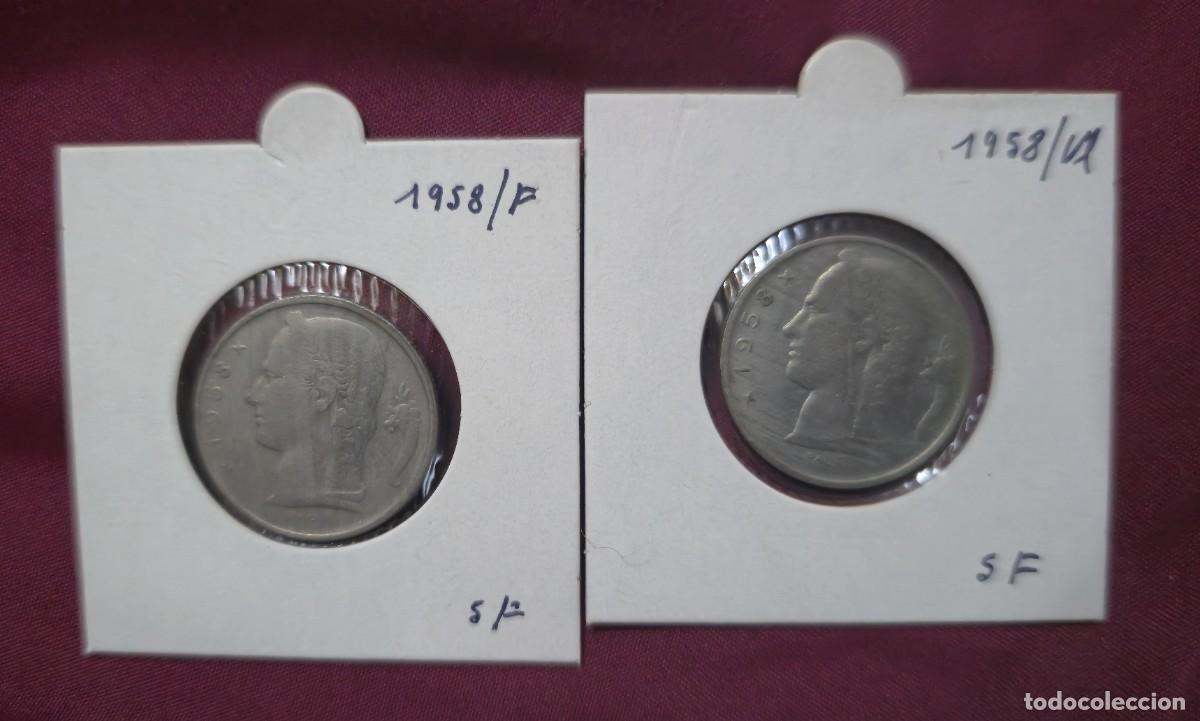 Monedas antiguas de Europa: 2 MONEDAS DE BELGICA 1958 - 5 FRANCO - BELGIQUE y BELGIE - MONEDAS ENCARTONADAS