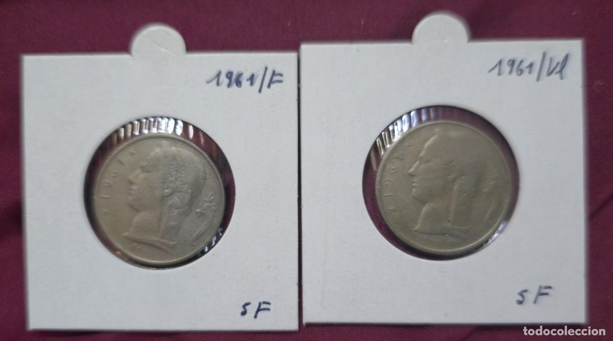 Monedas antiguas de Europa: 2 MONEDAS DE BELGICA 1961 - 5 FRANCO - BELGIQUE y BELGIE - MONEDAS ENCARTONADAS