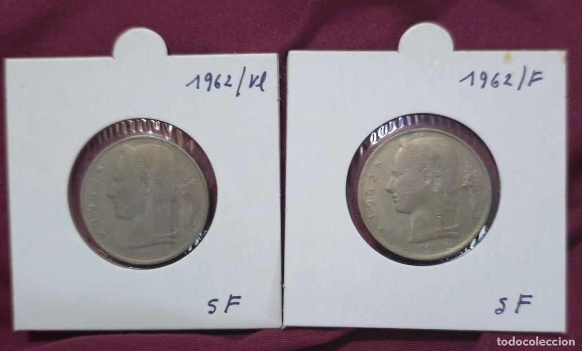 Monedas antiguas de Europa: 2 MONEDAS DE BELGICA 1962 - 5 FRANCO - BELGIQUE y BELGIE - MONEDAS ENCARTONADAS