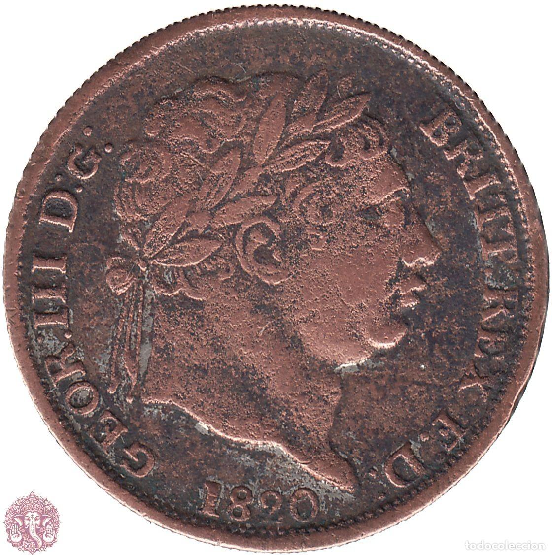 Monedas antiguas de Europa: REINO UNIDO Falsa de &eacute;poca 1 Chel&iacute;n 1820 Jorge III INGLATERRA GRAN BRETA&Ntilde;A