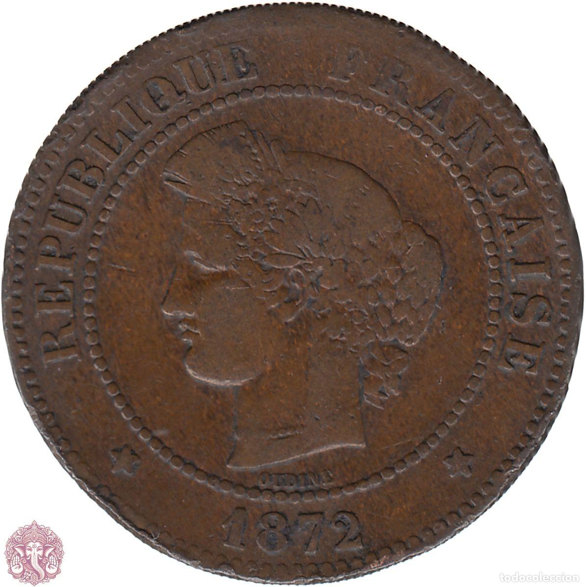 Monedas antiguas de Europa: FRANCIA 5 C&eacute;ntimos 1872 Ceca A (Par&iacute;s) KM#821