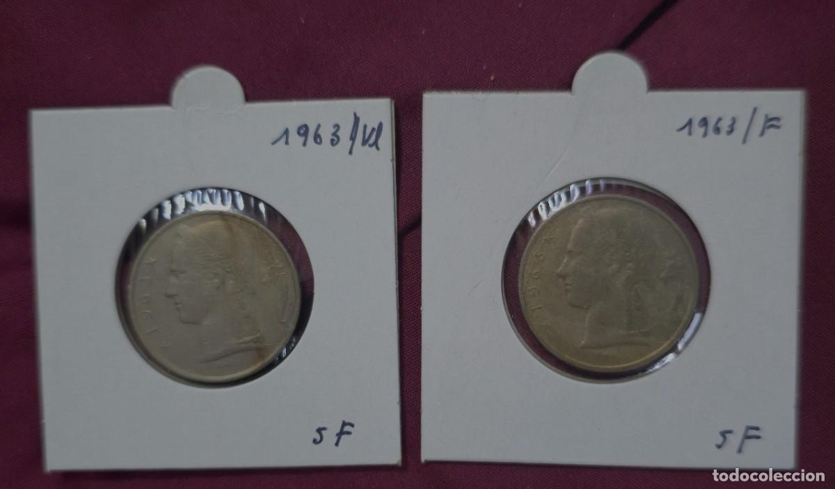 Monedas antiguas de Europa: 2 MONEDAS DE BELGICA 1963 - 5 FRANCO - BELGIQUE y BELGIE - MONEDAS ENCARTONADAS