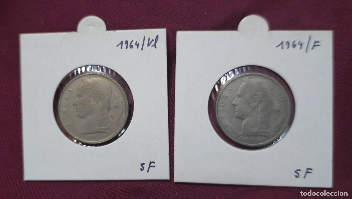 Monedas antiguas de Europa: 2 MONEDAS DE BELGICA 1964 - 5 FRANCO - BELGIQUE y BELGIE - MONEDAS ENCARTONADAS