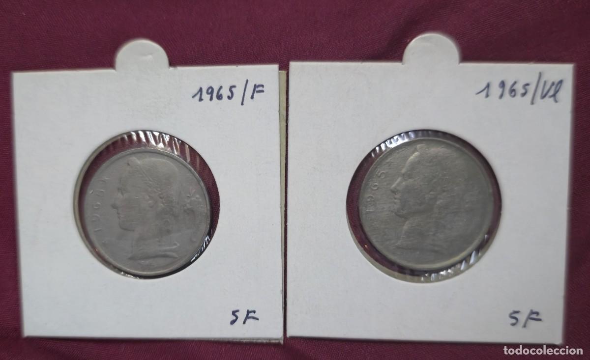Monedas antiguas de Europa: 2 MONEDAS DE BELGICA 1965 - 5 FRANCO - BELGIQUE y BELGIE - MONEDAS ENCARTONADAS