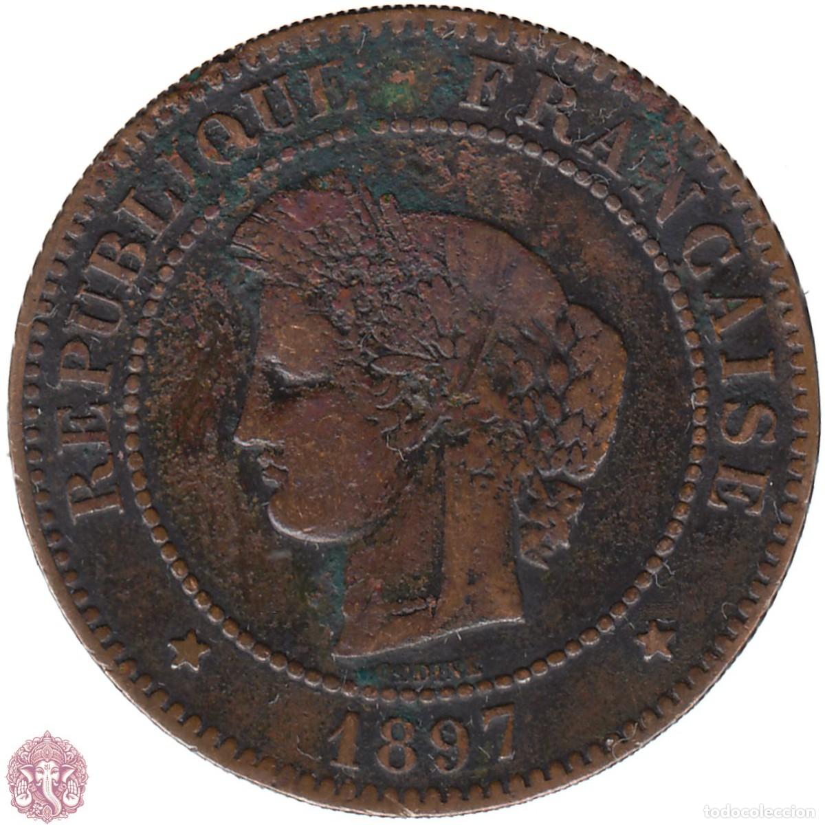 Monedas antiguas de Europa: FRANCIA 5 C&eacute;ntimos 1897 KM#821