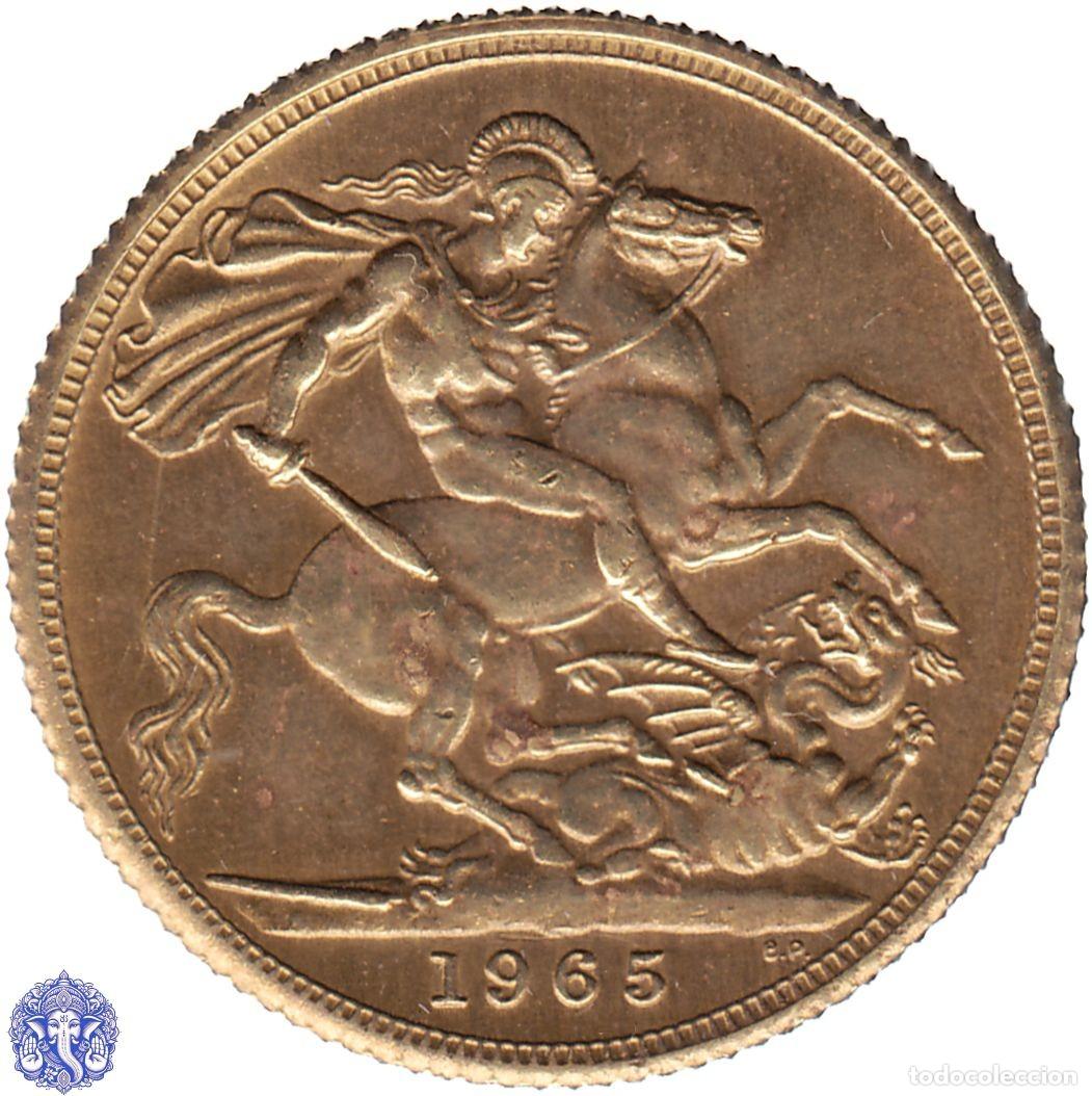 Monedas antiguas de Europa: REINO UNIDO Reproducci&oacute;n 1 Soverano 1965 Isabel II INGLATERRA GRAN BRETA&Ntilde;A