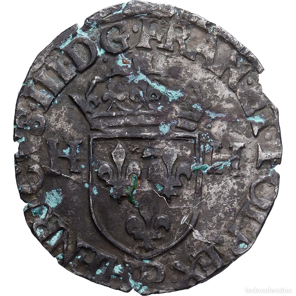 Monedas antiguas de Europa: [#139412] Francia, Henri III, Douzain aux deux H, 1576, Lyon, Vell&oacute;n, BC+, Gadoury:467