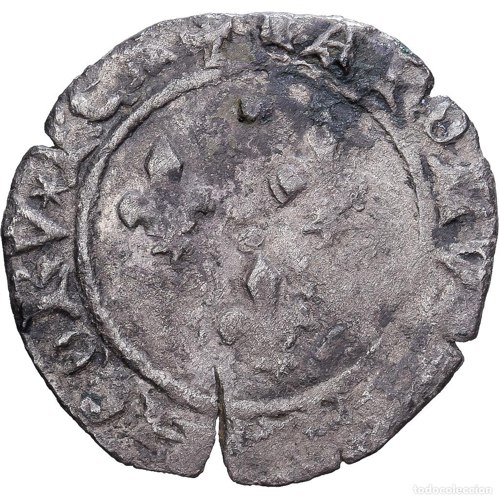 Monedas antiguas de Europa: [#139418] Francia, Charles VI, Double Tournois, 1385-1417, Vell&oacute;n, BC+, Duplessy:393