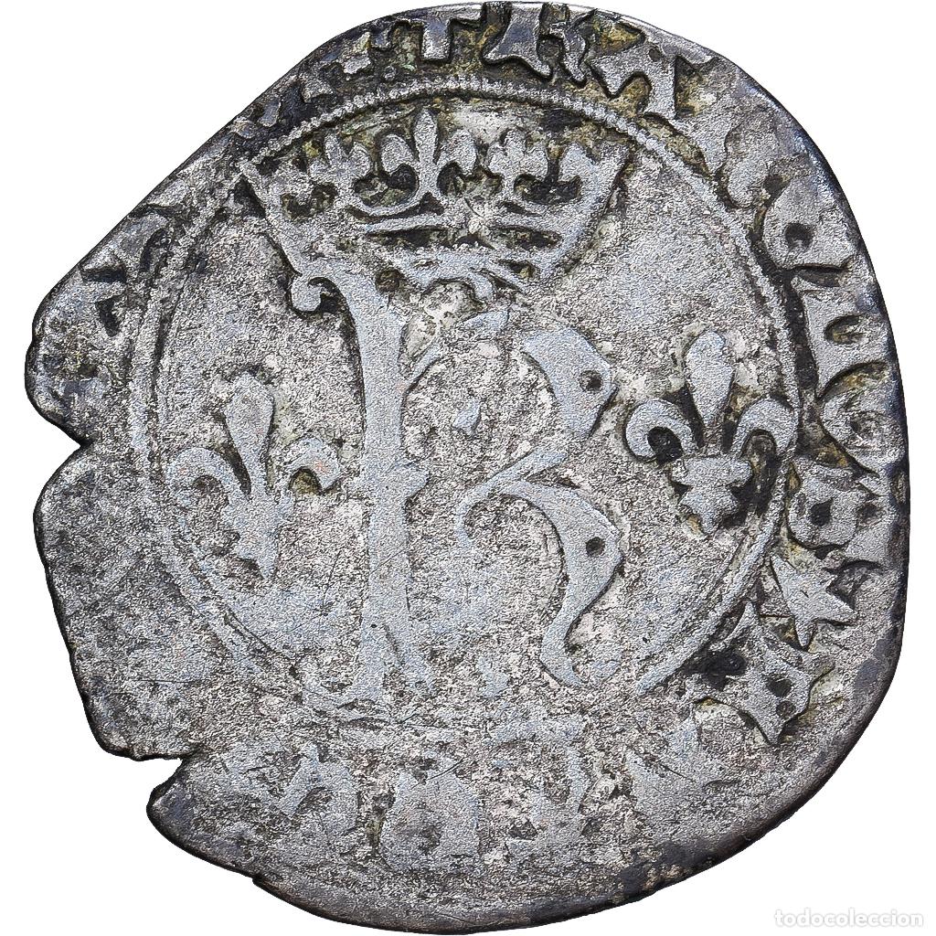 Monedas antiguas de Europa: [#139424] Francia, Charles VIII, Dizain Karolus, 1488, Troyes, Plata, BC+, Duplessy:593