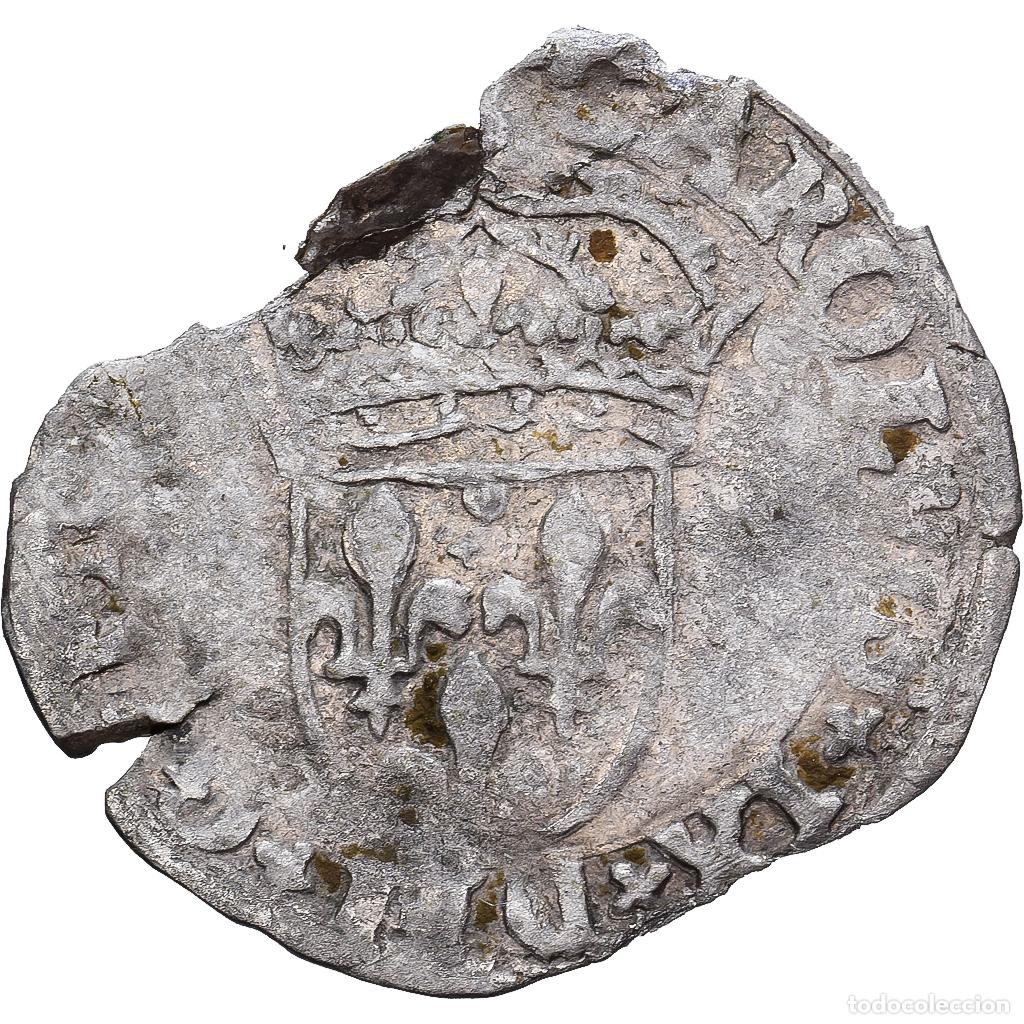 Monedas antiguas de Europa: [#139426] Francia, Charles IX, Sol Parisis, 156(?), Montpellier, Plata, BC+, Gadoury:414