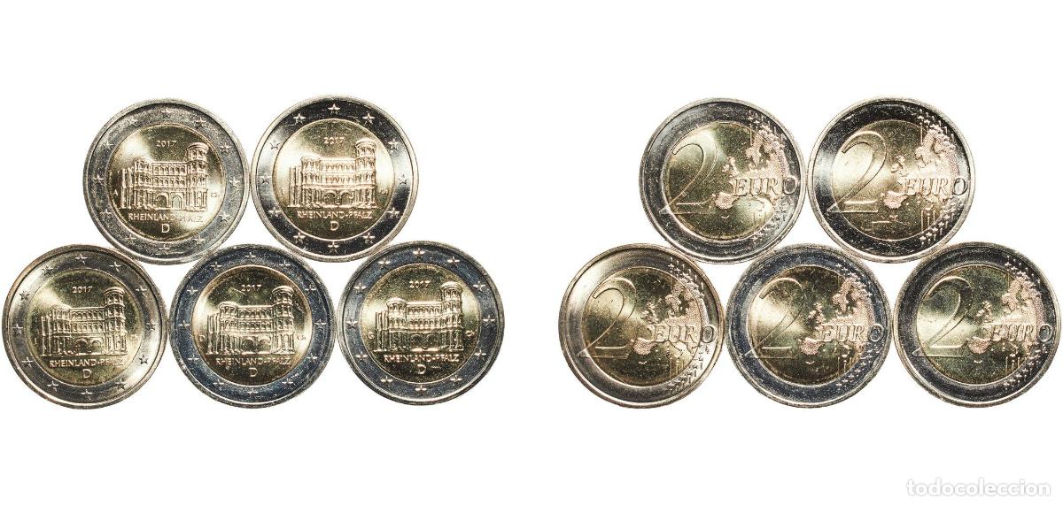 Monedas antiguas de Europa: Germany Federal Republic 2017 2 Euros set complete (Bundesl&auml;nder - &rdquo;Rheinland-Pfalz&rdquo;. A,D,F,G,J) Bi