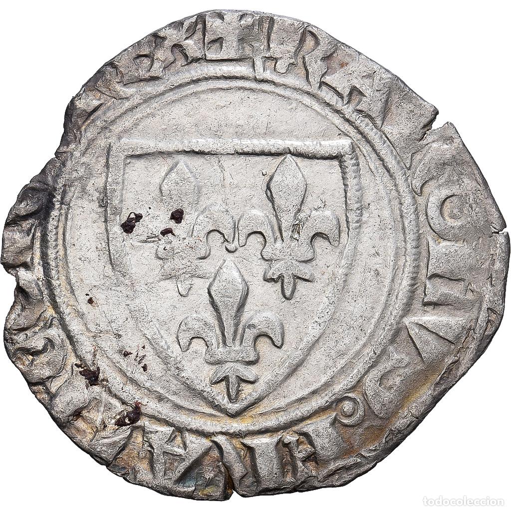 Monedas antiguas de Europa: [#139510] Francia, Charles VI, Blanc Gu&eacute;nar, 1389, Paris, 2nd Emission, Vell&oacute;n, MBC