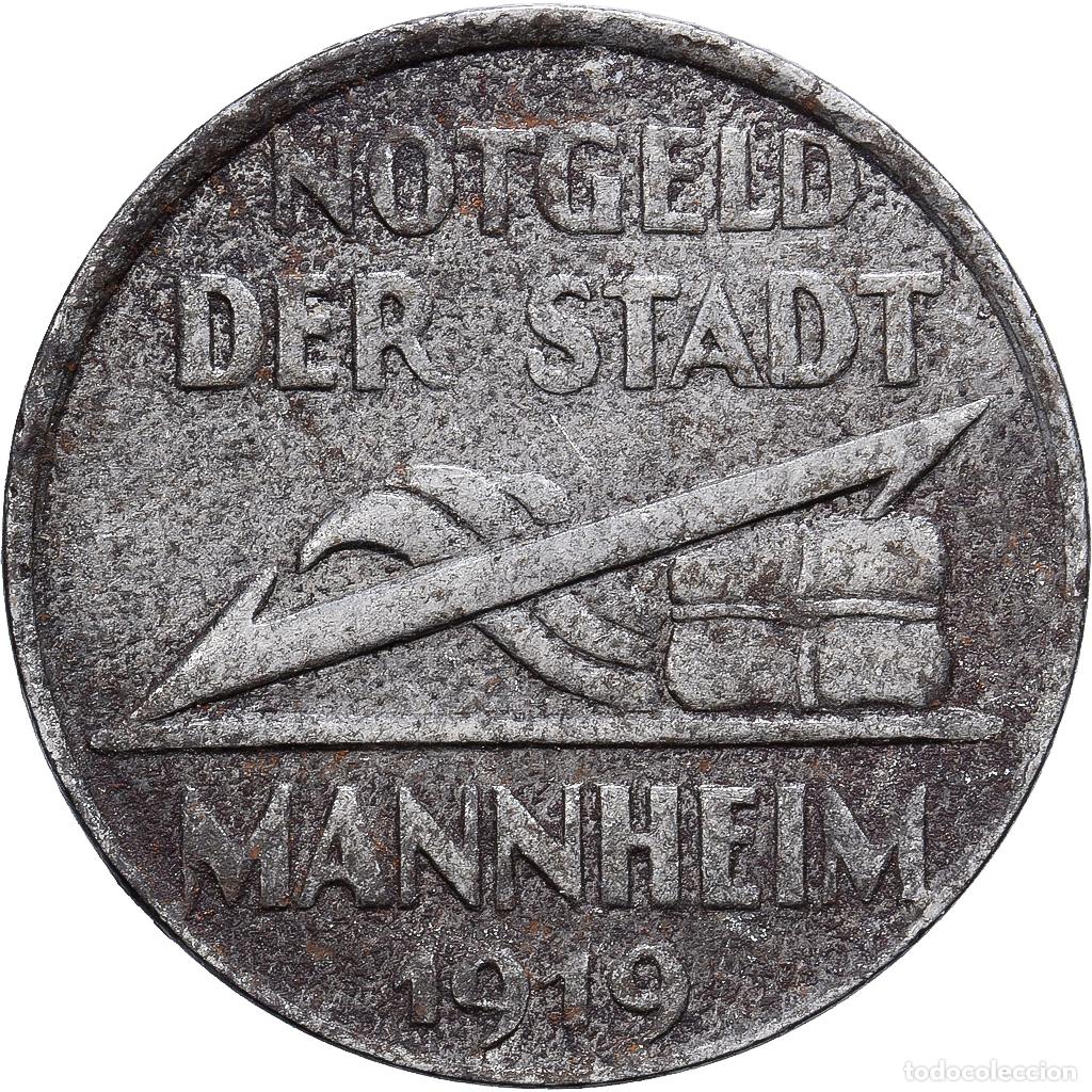 Monedas antiguas de Europa: [#139545] Alemania, Stadt Mannheim, 5 Pfennig, 1919, MBC, Hierro