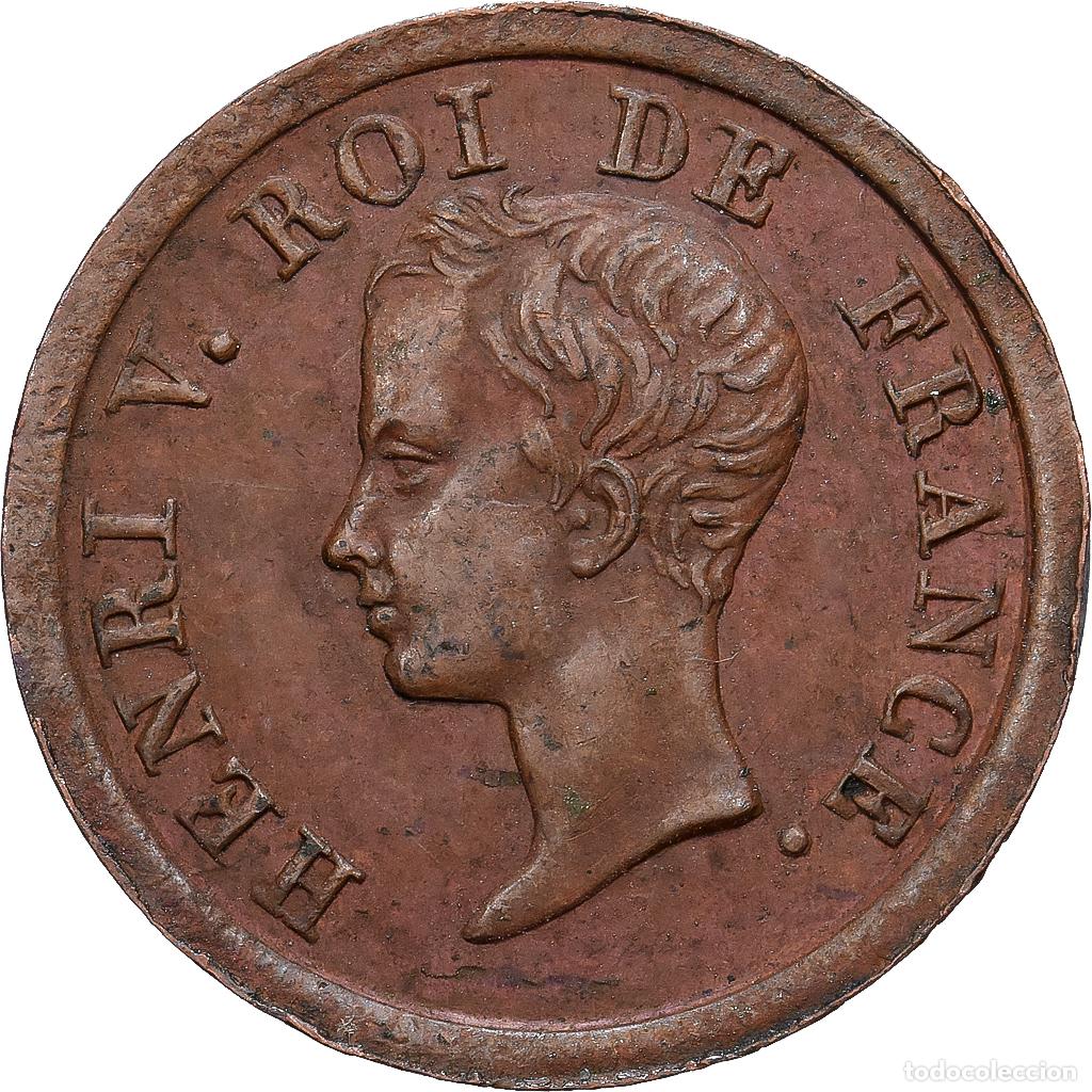 Monedas antiguas de Europa: [#139554] Francia, Henri V, 1/2 Franc, 1833, Bronce, BC+
