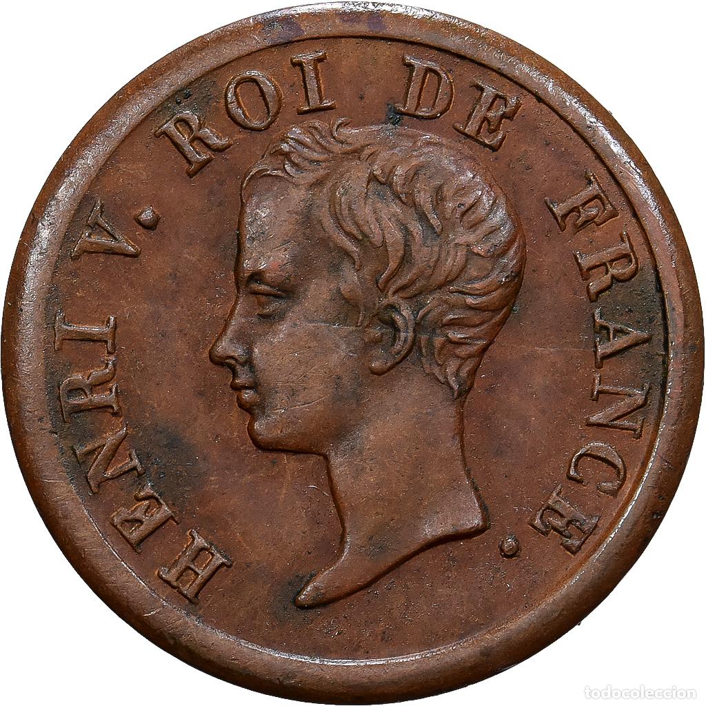 Monedas antiguas de Europa: [#139553] Francia, Henri V, 1/2 Franc, 1833, Bronce, BC+