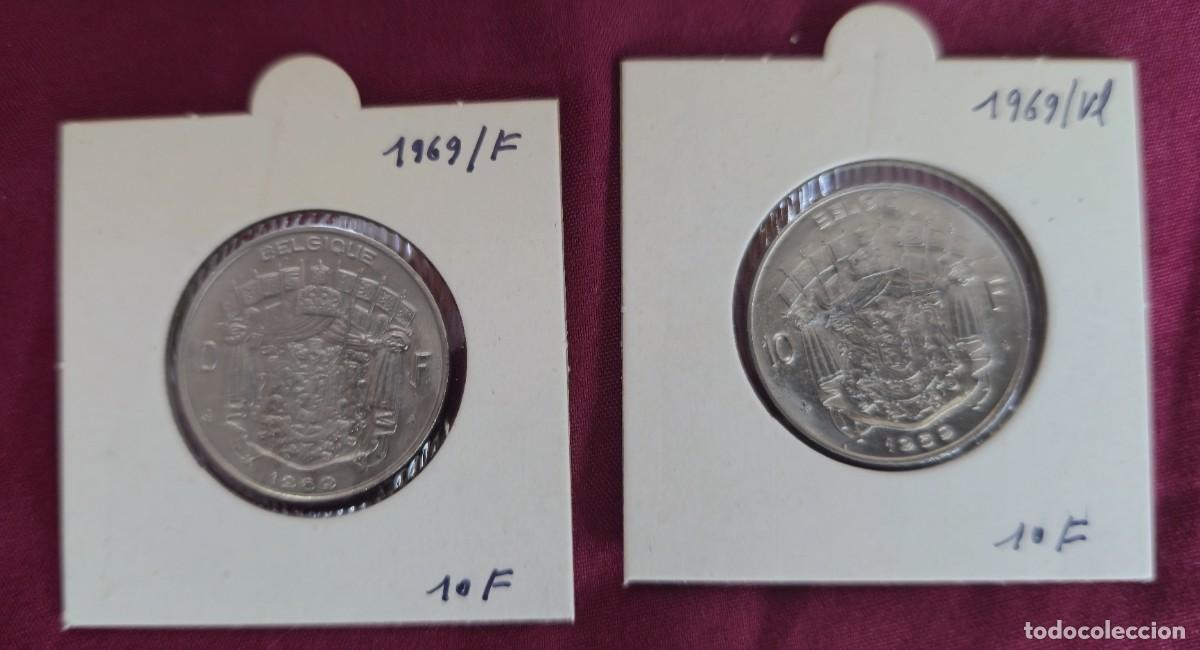 Monedas antiguas de Europa: 2 MONEDAS DE BELGICA 1969 - 10 FRANCO - BELGIQUE y BELGIE - MONEDAS ENCARTONADAS