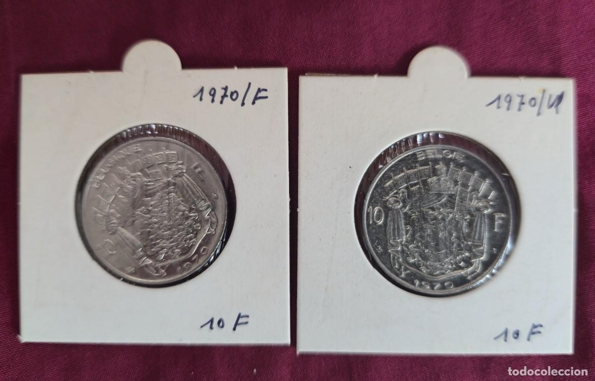 Monedas antiguas de Europa: 2 MONEDAS DE BELGICA 1970 - 10 FRANCO - BELGIQUE y BELGIE - MONEDAS ENCARTONADAS