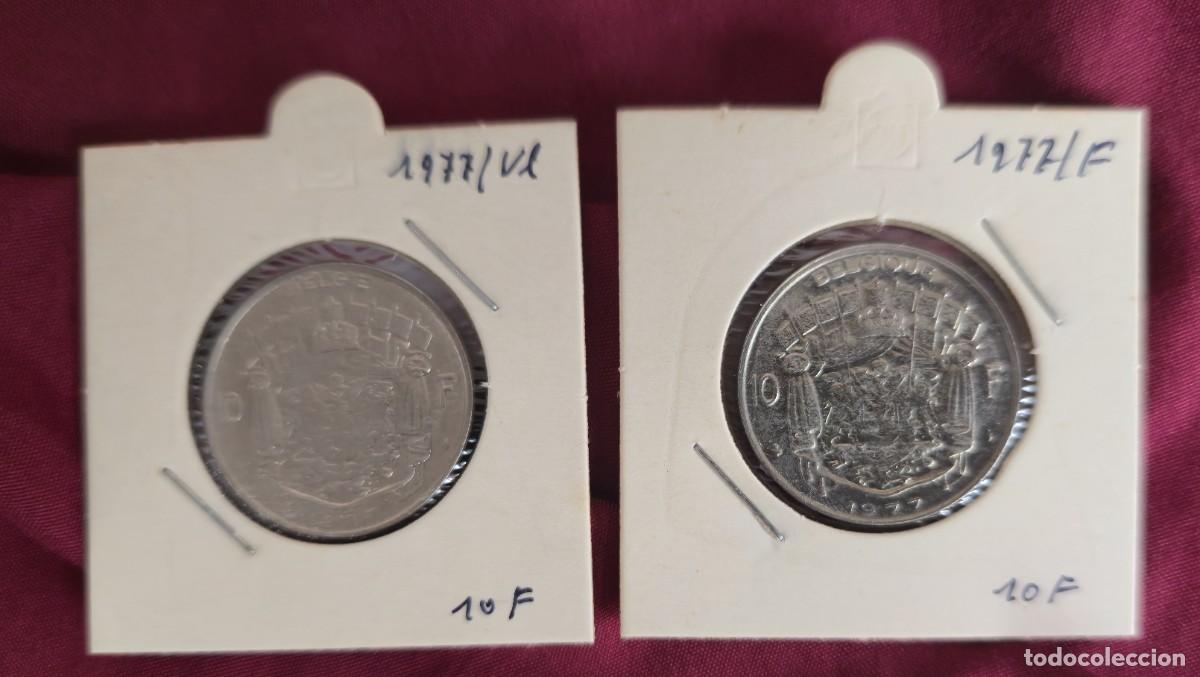 Monedas antiguas de Europa: 2 MONEDAS DE BELGICA 1977 - 10 FRANCO - BELGIQUE y BELGIE - MONEDAS ENCARTONADAS