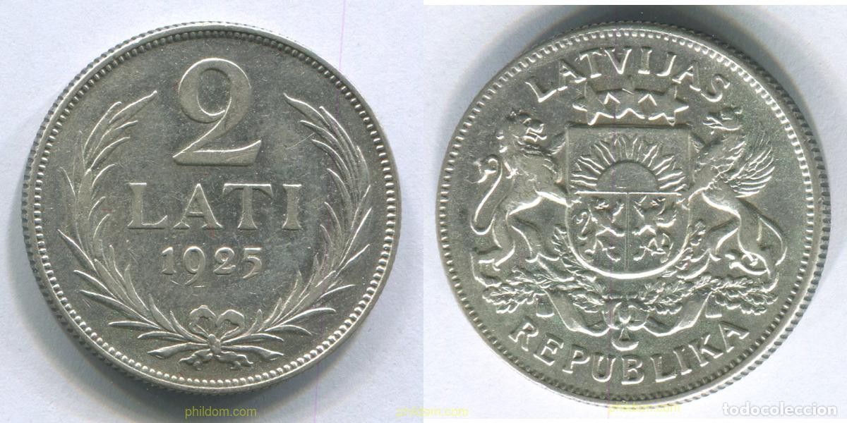 Monedas antiguas de Europa: 2981 LETONIA 1925 LATVIJA 2 LATI 1925