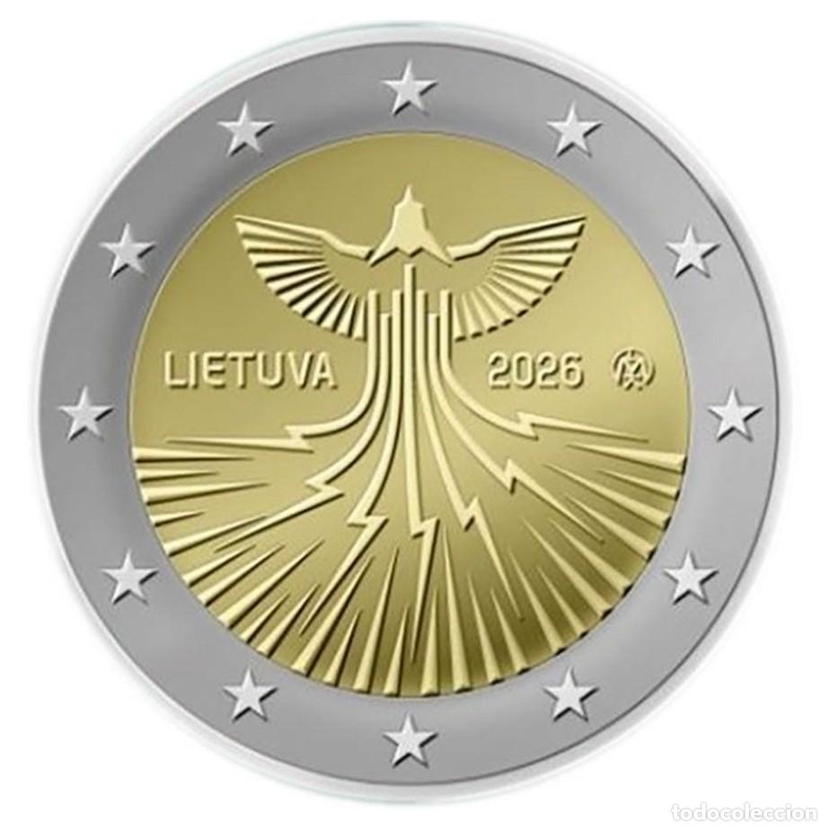 Monedas antiguas de Europa: Lituania 2 Euros 2026 Conmemorativa Independencia Energ&eacute;tica Km Nuevo Sc Unc