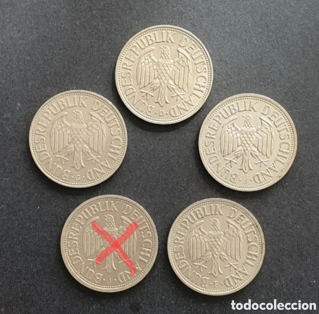 Monedas antiguas de Europa: ALEMANIA 4 MONEDAS 1 MARCO 1956-1962