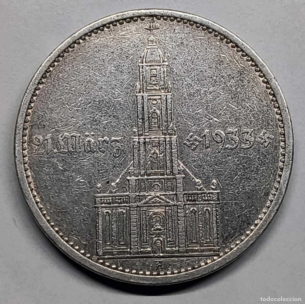 Monedas antiguas de Europa: 5 Reichsmark Plata Alemania 1934-A &ndash; Iglesia Garnison