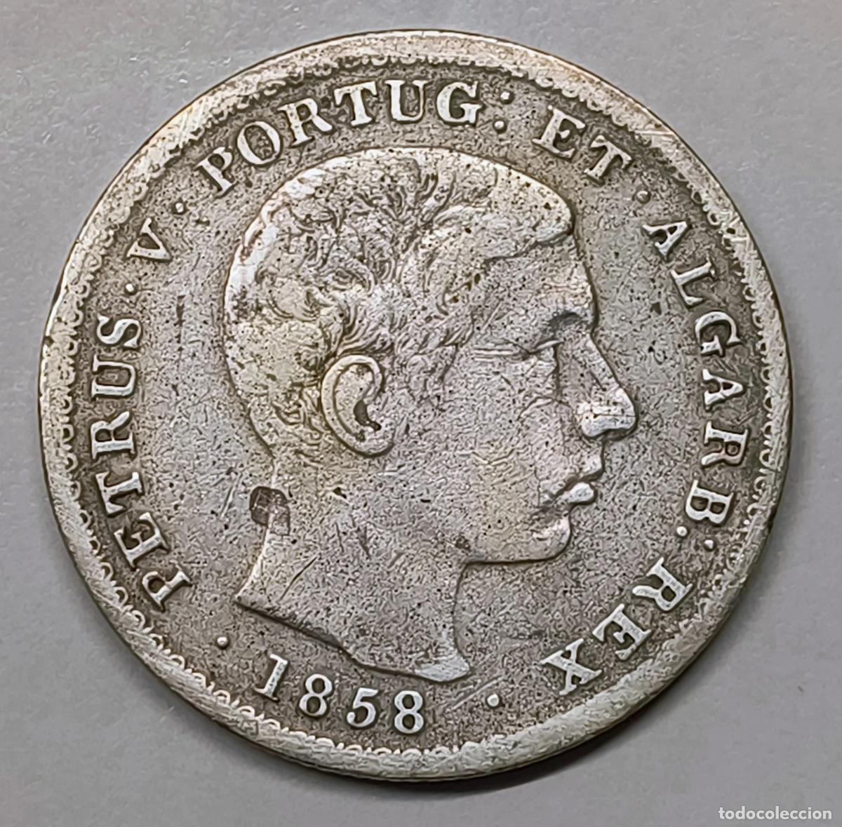 Monedas antiguas de Europa: 500 R&eacute;is Portugal 1858 &ndash; Pedro V