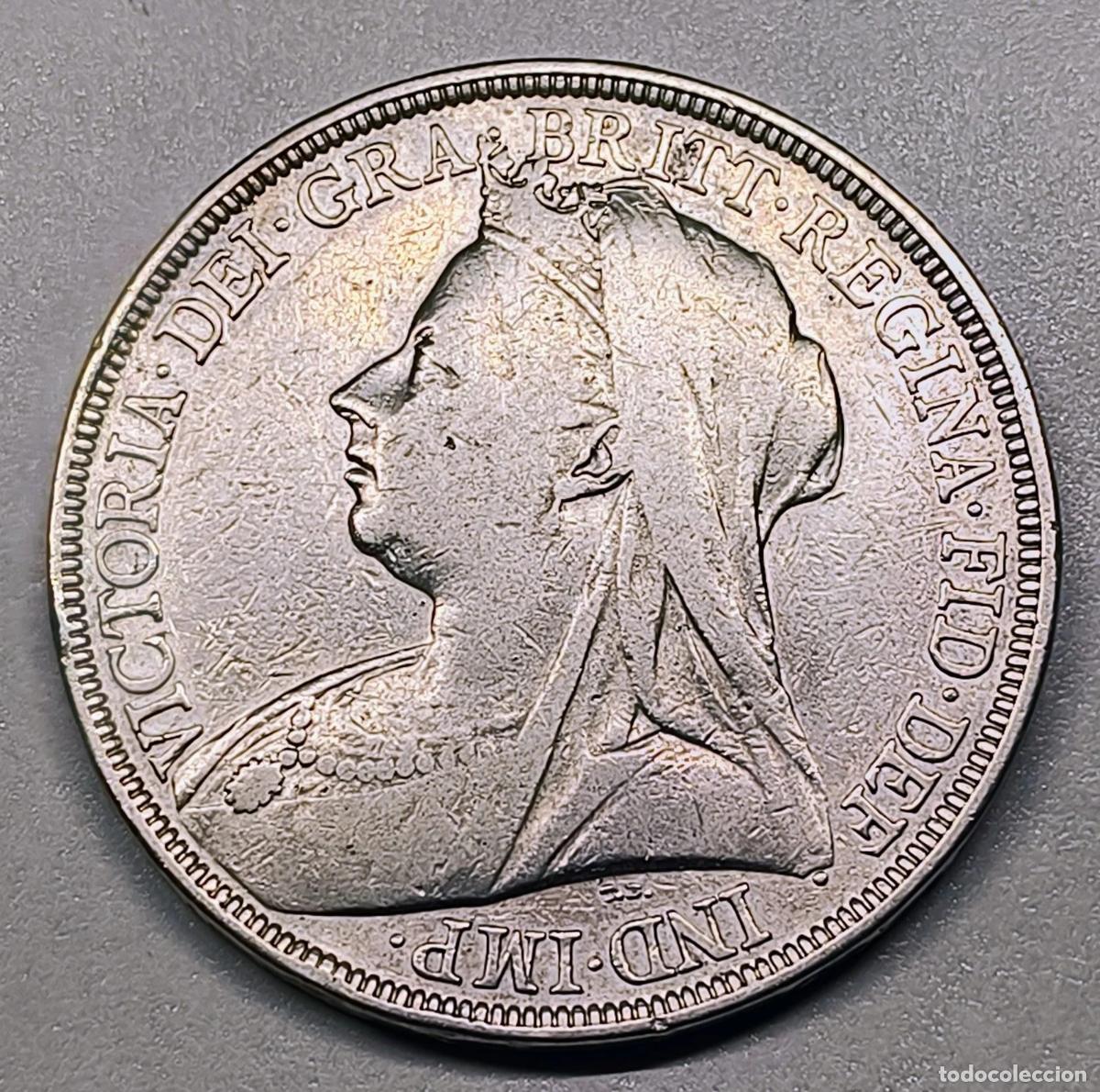 Monedas antiguas de Europa: Crown Gran Breta&ntilde;a 1896 &mdash; Reina Victoria Old Head &mdash; Plata 925 &mdash; San Jorge y el Drag&oacute;n