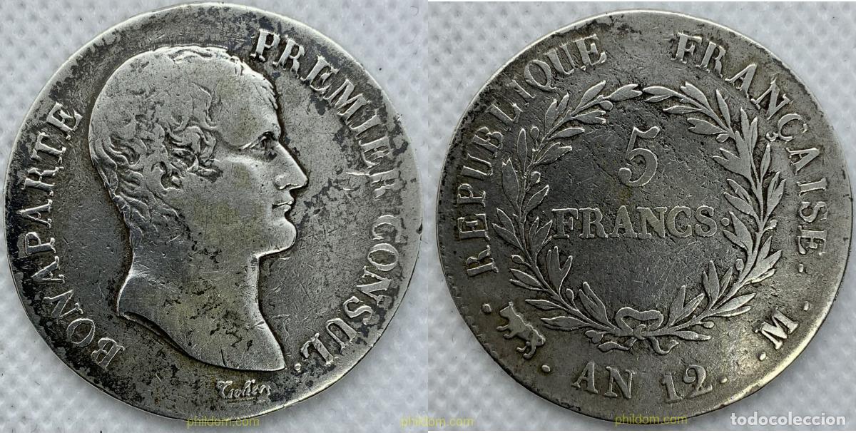 Monedas antiguas de Europa: 2311 FRANCIA 1804 BONAPARTE 5 FRANCS M TOULOUSE AN 12/XI (1803-1804)