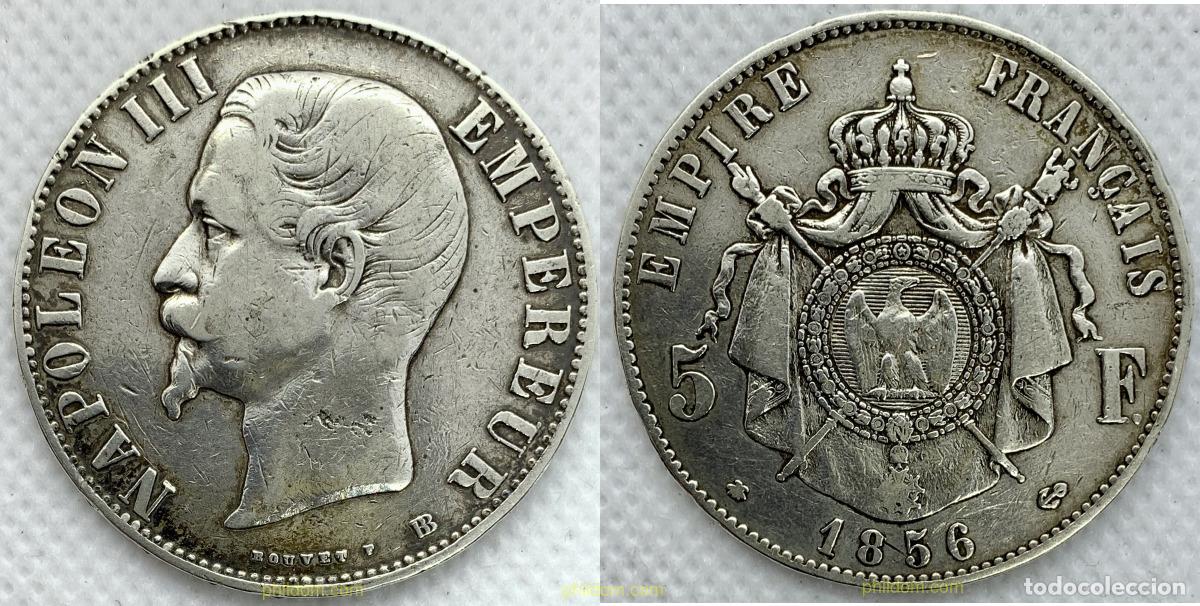 Monedas antiguas de Europa: 2314 FRANCIA 1856 NAPOLEON 1856 5 FRANCS BB STRASBOURG