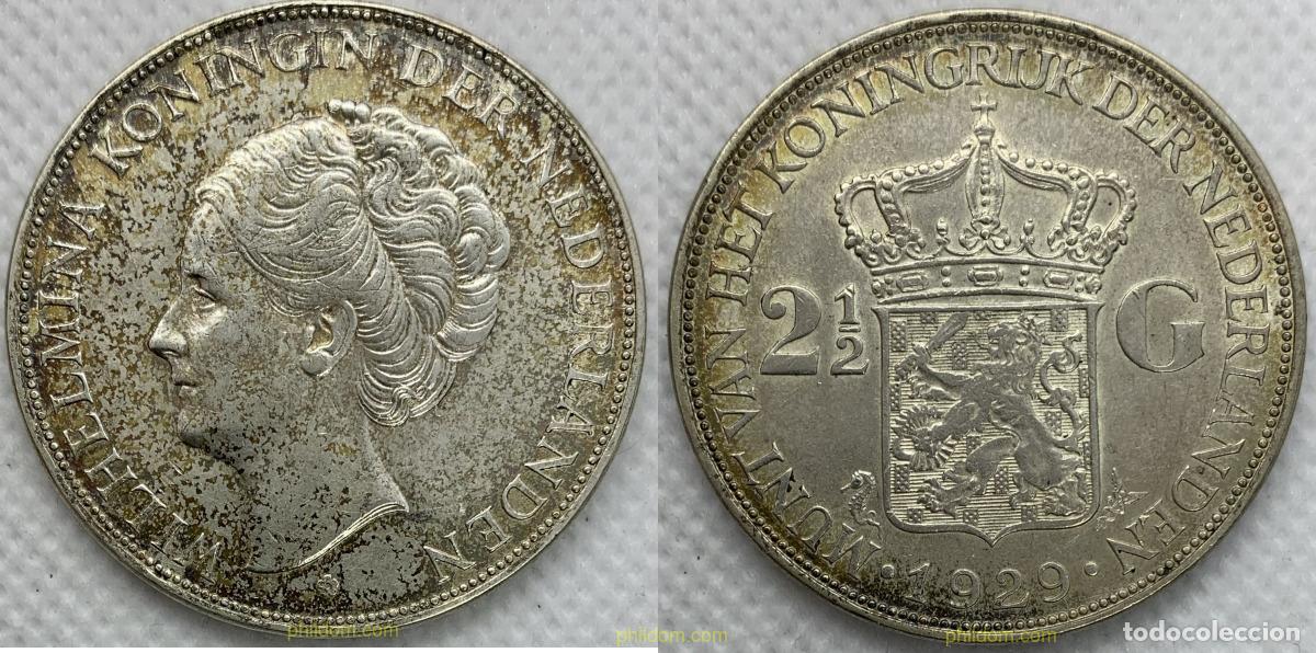 Monedas antiguas de Europa: 2331 HOLANDA 1929 NETHERLANDS PAYS BAS WILHELMINA 2 1/2 GULDEN 1929