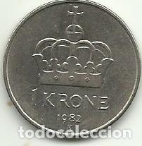 Monedas antiguas de Europa: NORUEGA - 1 CORONA - 1982 - CUPRO-NIQUEL - BONITA - FOTOS