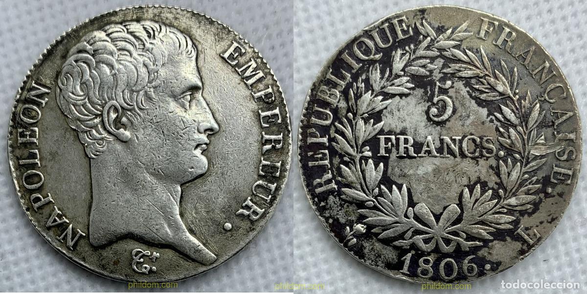 Monedas antiguas de Europa: 2297 FRANCIA 1806 5 FRANCS NAPOL&Eacute;ON EMPEREUR 1806 BAYONNE