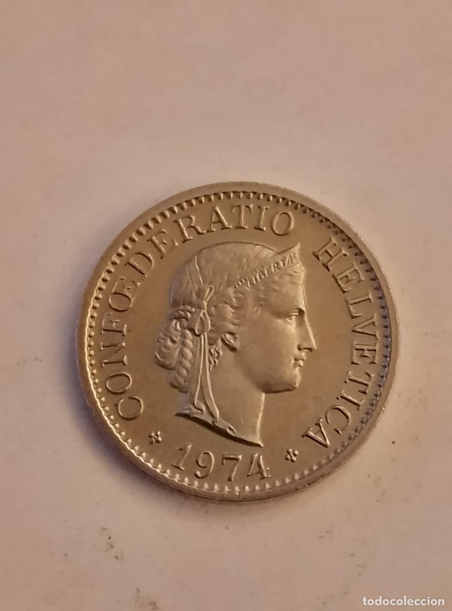 Monedas antiguas de Europa: 10 rappen 1974 Confederaci&oacute;n Helv&eacute;tica.