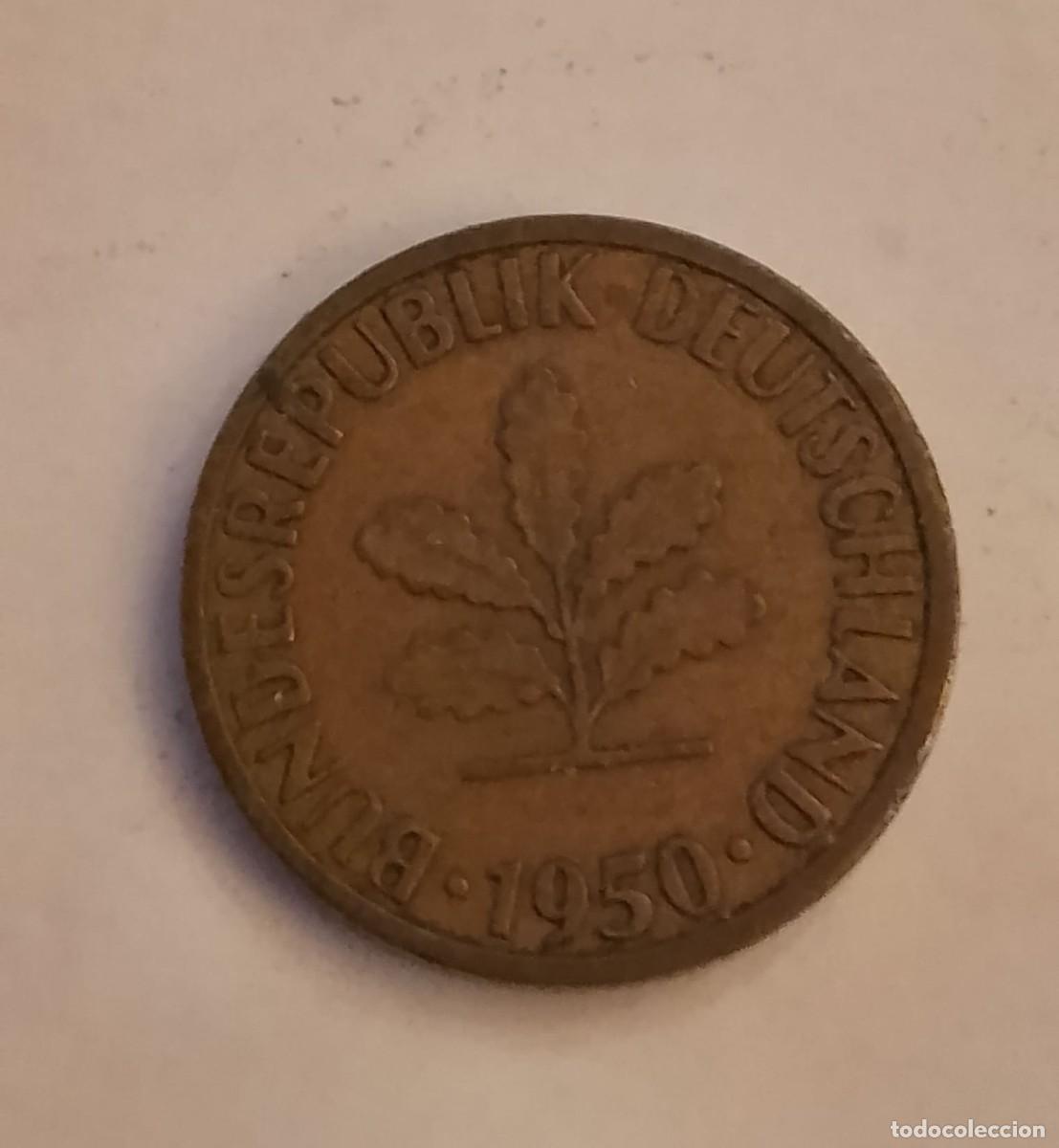 Monedas antiguas de Europa: 5 pfennig 1950. Republik Deutschland