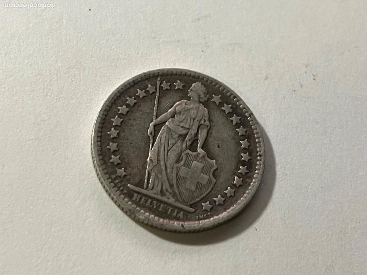 Monedas antiguas de Europa: Suiza Moneda plata 1/2 franco - Helvetia 1929