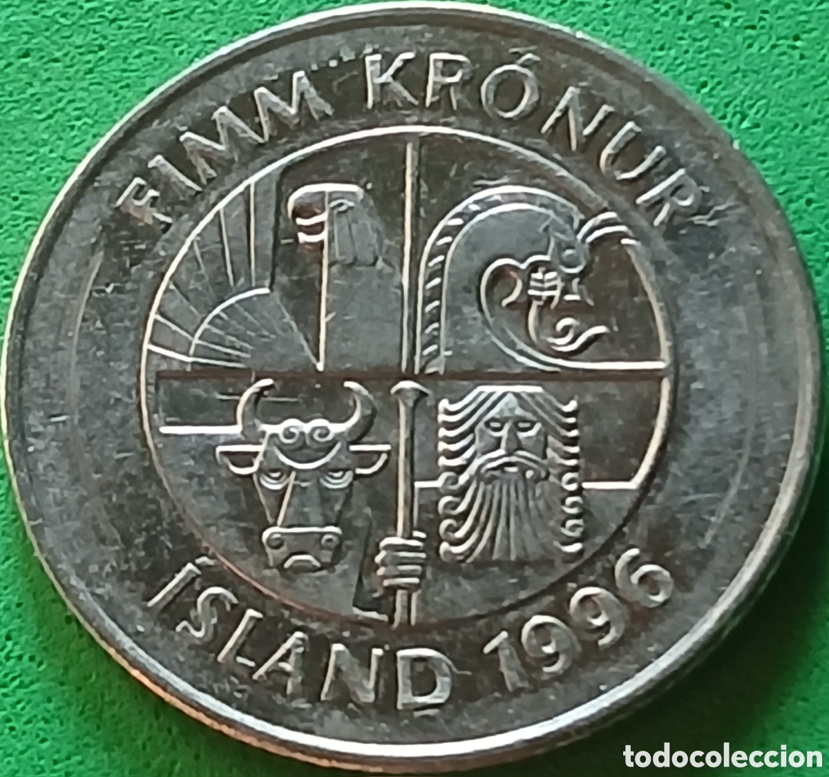 Monedas antiguas de Europa: Islandia 5 coronas 1996 km#28a
