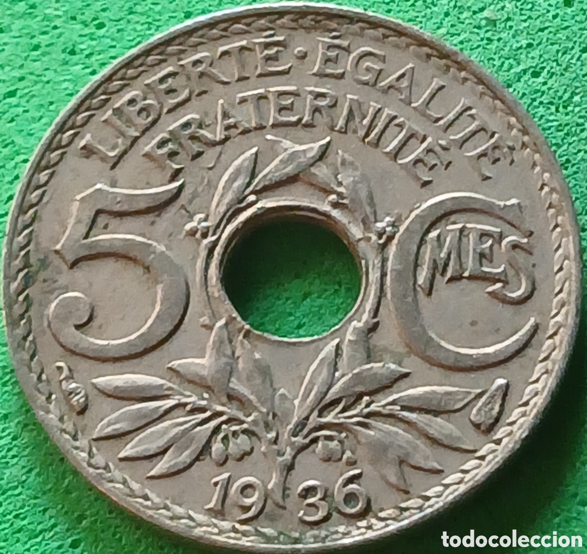Monedas antiguas de Europa: Francia 5 centimos 1936 km#875