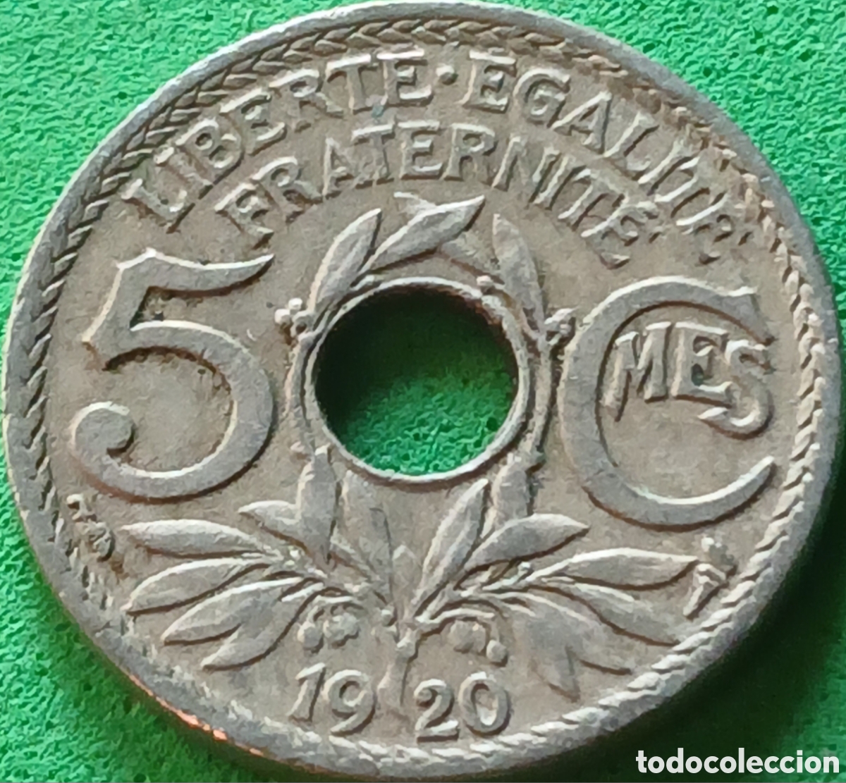 Monedas antiguas de Europa: Francia 5 centimos 1920 km#865 / 19 mm.