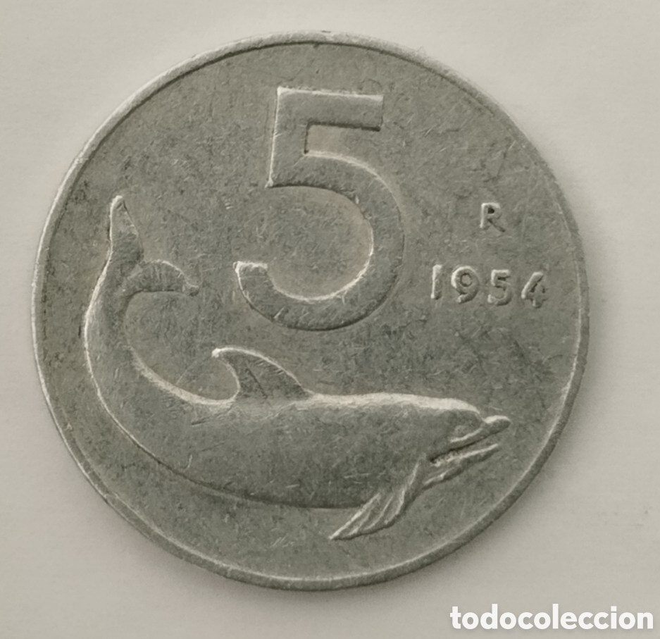 Monedas antiguas de Europa: MONEDA DE ITALIA DE 5 C&Eacute;NTIMOS 1954 R (FOTO)