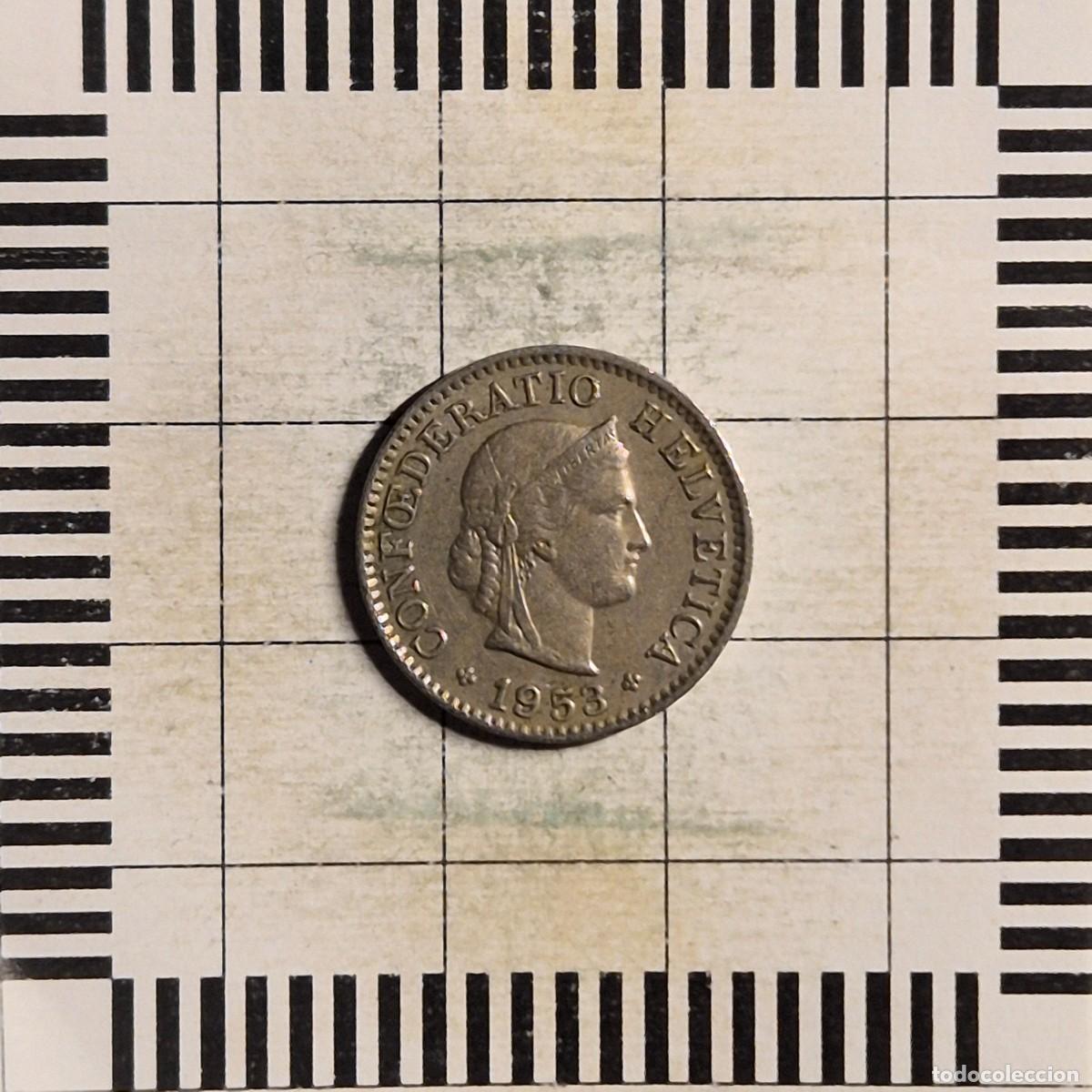 Monedas antiguas de Europa: 5 RAPPEN, SUIZA. 1953. (KM#26).