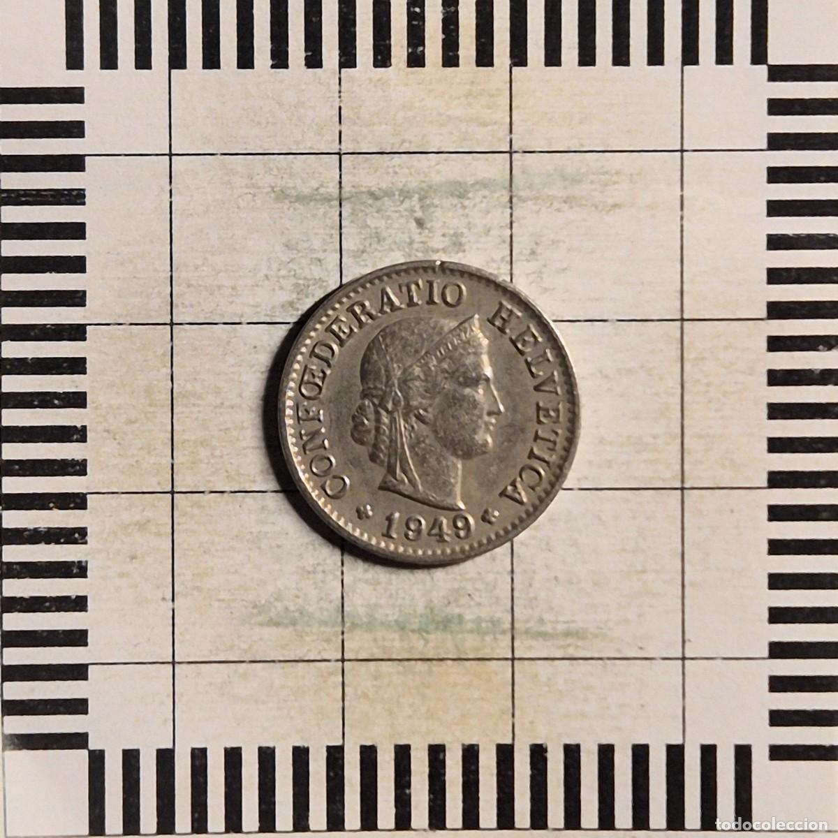 Monedas antiguas de Europa: 5 RAPPEN, SUIZA. 1949. (KM#26).