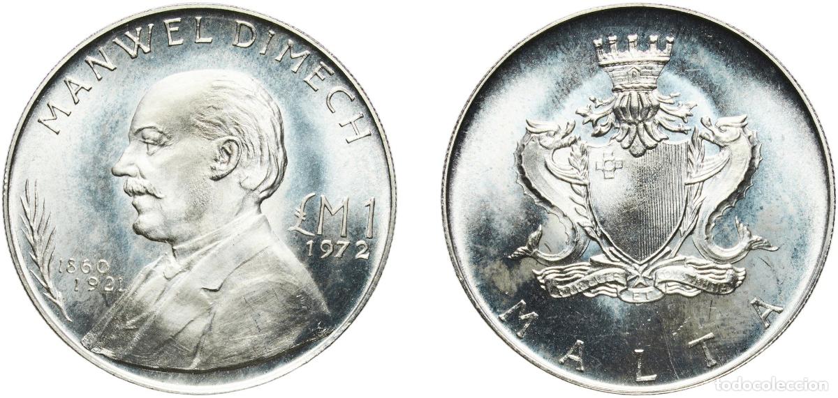 Monedas antiguas de Europa: Malta Constitutional Monarchy 1972 1 Lira (Manwel Dimech) Silver (.987) Mint of the Sovereign Order